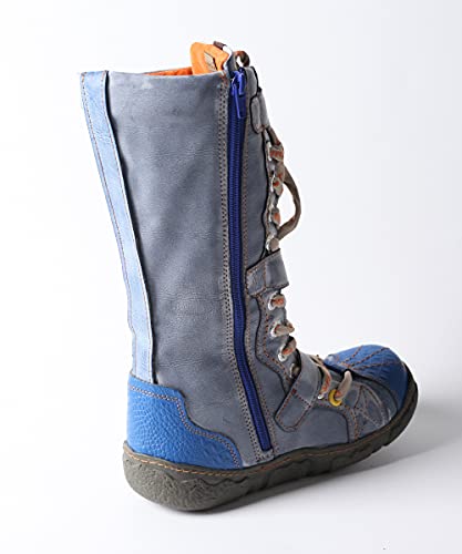 TMA EYES Strape-Accent Washed PU Leather Flat Women's Boot With Plus Size (Green,6)