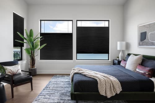 LazBlinds Top Down Bottom Up (TDBU) Cordless Cellular Shades, Blackout Light Blocking Honeycomb Shades Pleated Blinds for Window Size 30" W x 64" H, Brown