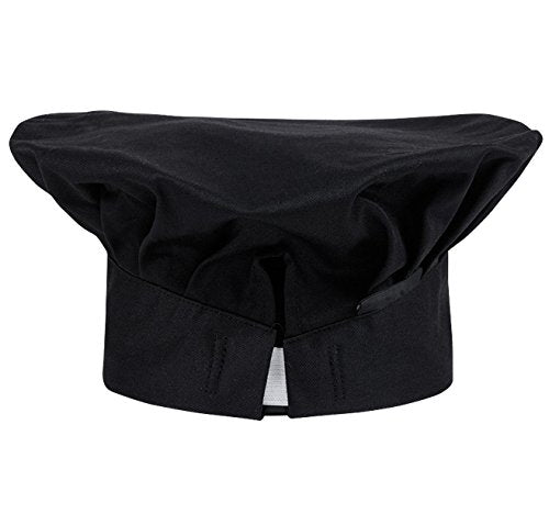Hyzrz Chef Hat Adult Adjustable Elastic Baker Kitchen Cooking Chef Cap (Black)