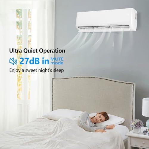 Bonnlo 9,000 BTU Mini Split AC/Heating System with Inventer, 24 SEER 115V Energy Saving Ductless Split-System Air Conditioner with Pre-Charged Condenser, Heat Pump, Remote Control & Installation Kit
