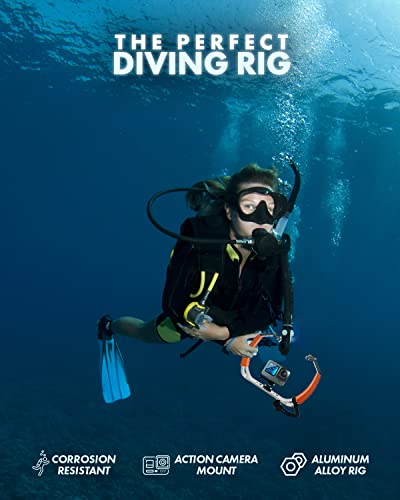Movo GB-U80T Underwater Diving Rig with Cold Shoe Mounts, Strap - Compatible with GoPro Hero, HERO6, HERO7, HERO8, HERO9, HERO10, HERO11, Osmo Action - Scuba GoPro Accessory (XL/Tangerine)