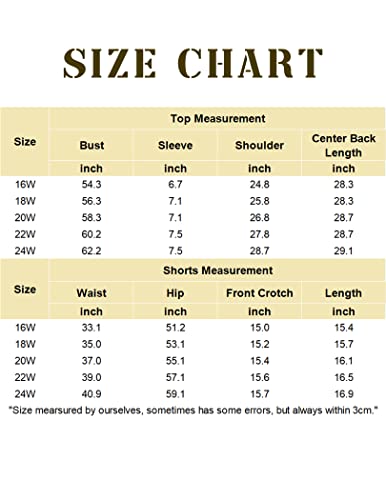 IN'VOLAND Women's Plus Size 2 Piece Outfits Summer Tracksuit Cotton Linen Shirt and Elastic Waist Shorts Summer Casual Tracksuits 18W