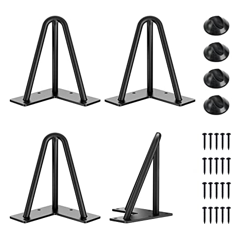 SMARTSTANDARD Hairpin Table Legs 40 Inch, 1/2'' in Diameter 3 Rods, Metal Home DIY Projects for Nightstand, Coffee Table, Dresser with Rubber Floor Protectors, Black, 4PCS