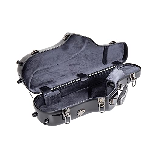 Crossrock Fiberglass Alto Saxophone Case - Includes Accessory Pocket, Removable Shoulder Straps, TSA Lock - Black (CRF1020ASBK)