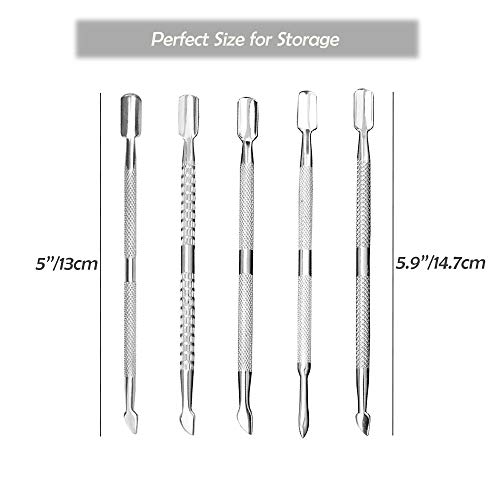 10Pcs Cuticle Pusher Remover and Cutter, Creatiee Double Ended Stainless Steel Cuticle Cleaner Nail Gel Polish Removal, Manicure Pedicure Nail Tools for Fingernails Toenails - Professional & Durable