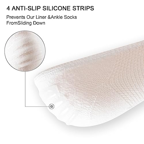 FOOT AMAZING Women's No Show Liner Socks, 10 Pairs Low Cut Non Slip Ankle Socks, Hidden Cushioned Invisible Socks for Flat Boat, Size 9-11 (Multi-color)