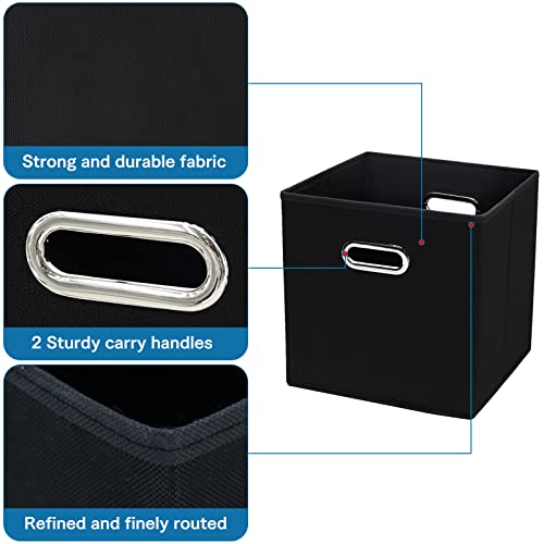 STOREONE Fabric Storage Bins Cubes Baskets Containers-(11X11X11) with Dual Handles for Shelf Closet, Nursery Home , Bedroom Organizers, Foldable Set of 3 (Grey Gold)