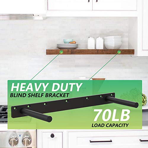 18 Inch Heavy Duty Blind Wall Mount Floating Shelf Bracket - Hidden Shelf Bracket with 150 LB Weight Capacity -3/4 Inch Solid Steel Support Rods
