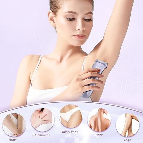 Electric Shaver for Women Legs, Lady Razors Hair Removal Waterproof Wet or Dry for Underarm Arm Bikini Private Area Pubic Hair, Portable Painless Ladies Body Hair Trimmer Remover (Purple)