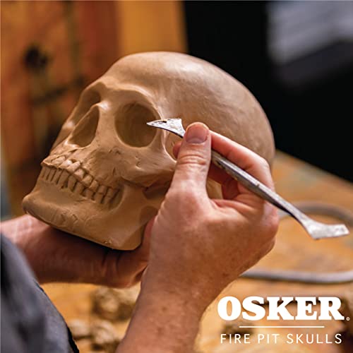 OSKER Ceramic Fireproof Fire Pit Skull Log for Bonfire, Campfire, Fireplace, Firepit | Halloween Decor | for Gas, Propane, or Wood Fires | 9 Inch - Light Beige