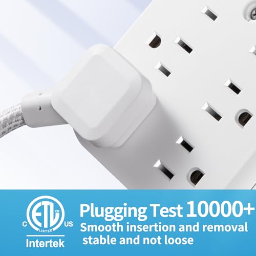 KMC 6-Outlet Extender USB-C PD Surge Protector Wall Tap, Multi-Plug USB Wall Charger, 2 USB-A Ports & USB-C 20W Power Delivery, High-Speed Phone Charger, 980J Surge Protection, UL/ETL Certified, White