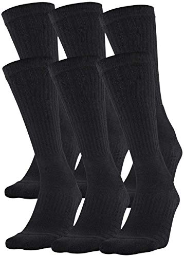 Under Armour Adult Training Cotton Crew Socks, Multipairs , Black (6-Pairs) , X-Large
