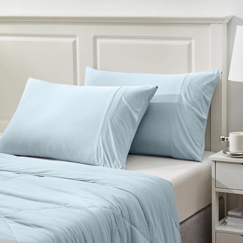 Cozy Bliss Cooling Pillowcases for Hot Sleepers, Q-Max>0.4 Standard Pillow Cases Envelope Closure for Night Sweats, Double Sided Cooling, Summer Breathable Soft for Hair Skin, Blue Pillow Covers