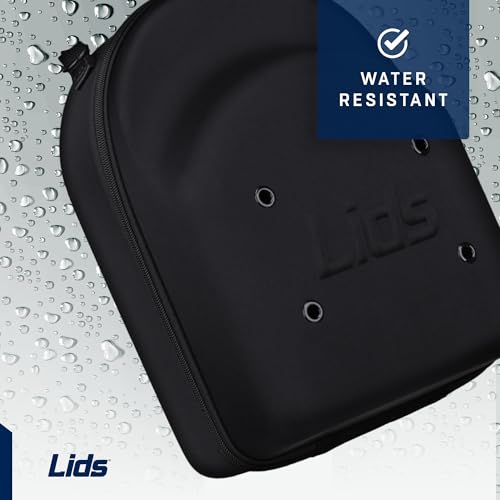 Lids Hat Travel Case – Baseball Cap Carrier for 6 Hats, Durable Black Exterior & Interior, Storage with Handle & Adjustable Shoulder Strap, Hard Hat Organizer for Travel & Closet