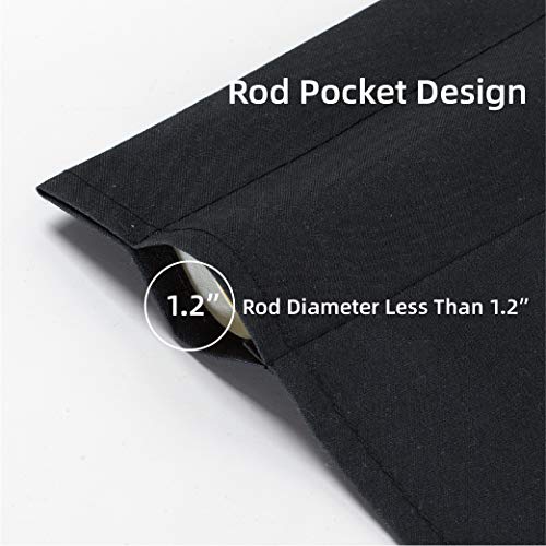 Easy Home 2 Panels Blackout Tier Curtain with Rod Pocket for Kitchen, Bathroom, Living Room, Thermal Insulated, Light Blocking for Any Small Window 36" (W) x36 (L) (Black)