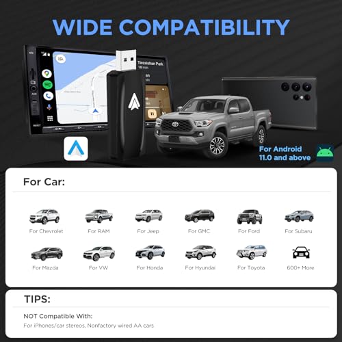 MSXTTLY Android Auto Wireless Adapter for Car Android auto Small Car Dongle for OEM Wired Car Model 2017+ Play Plug USB C to A, USB A Extension Cable, 90 Degree USB A Adapter, 3 Adapters, U2A-AIR