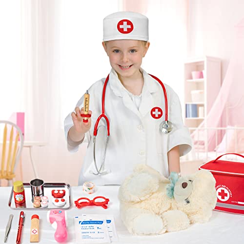 EFO SHM Doctor Kit for Kids, 34 Pcs Kids Doctor Playset kit for Toddlers 3-5 with Medical Storage Bag & Real Stethoscope, for Boys and Girls Fun Role Playing Game, Doctor Play for Kids Toddlers