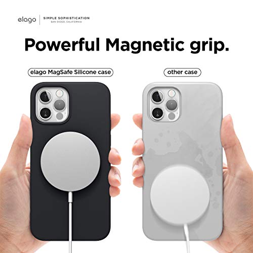 elago Magnetic Silicone Case Compatible with iPhone 12 Pro Max 6.7 inch - Built-in MagSafe Magnets Compatible with MagSafe Accessories (Black)