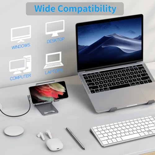 Wireless Keyboard Mouse Combo, Ultra Slim Computer Keyboard and 2400 DPI USB Silent Mouse with Invisible Light Design, Scissor Switch, for Laptop PC Chromebook Windows (KM202-Silver White)