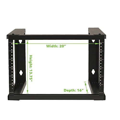 NavePoint 6U Wall Mount Open Frame 19 Inch Server Equipment Rack Threaded 16 inch Depth Black