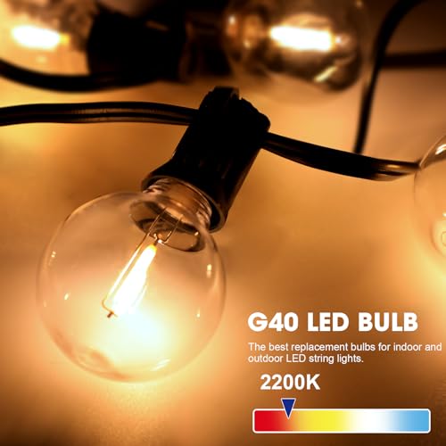 GvvooHome G40 Replacement LED Light Bulbs, Dimmable Clear Globe Bulb fits E12 Screw Base Sockets, Waterproof Edison Light Bulbs for Indoor Outdoor Patio Decor, Warm White, 15Pack