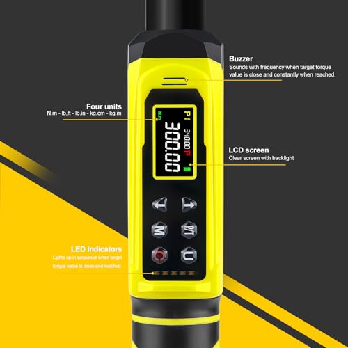 ATsafepro Digital Torque Wrench-1/2-Inch Drive & 5.1-340Nm (3.8-250.8 ft-lb), Heavy Duty Torque Wrench with Buzzer, 5 Units, ±2% Accuracy for Trucks & Machinery