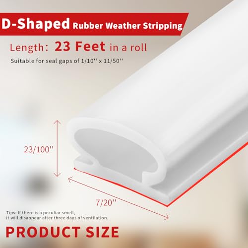 BISOTHAI 23 Feet Rubber Door Weather Stripping Door Seal Strip, Self-Adhesive Rubber D-Shape Door Weatherstripping Sealers for Door Frame Soundproofing Insulation Large Gap(Brown)