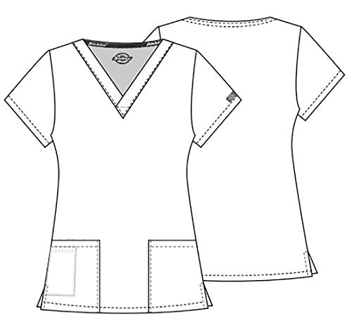 Dickies womens Signature 86706 Missy Fit V-neck Top (Size 2x-5x) medical scrubs shirts, Teal Blue, 5X-Large Plus