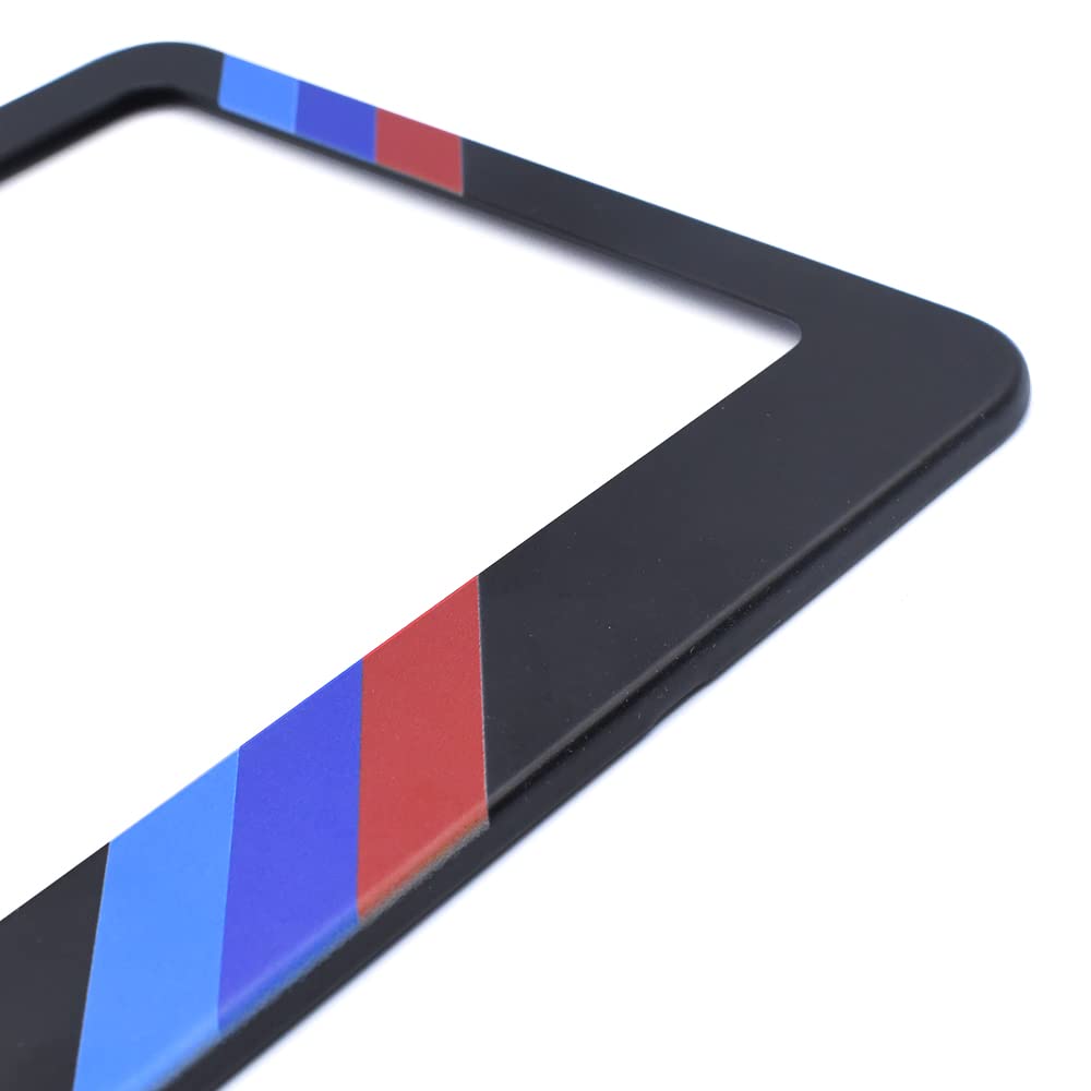 Matte License Plate Frames for BMW Aluminum Alloy 3 Color License Plate Cover Holder fits for All BMW License Plates Sports Logo Universal License Plate Covers Accessories for Front and Rear Car Tags
