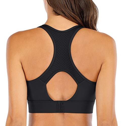 Ewedoos High Impact Sports Bras for Women High Support Push up Sports Bra Racerback Sports Bras Workout Bra Running Bra Black