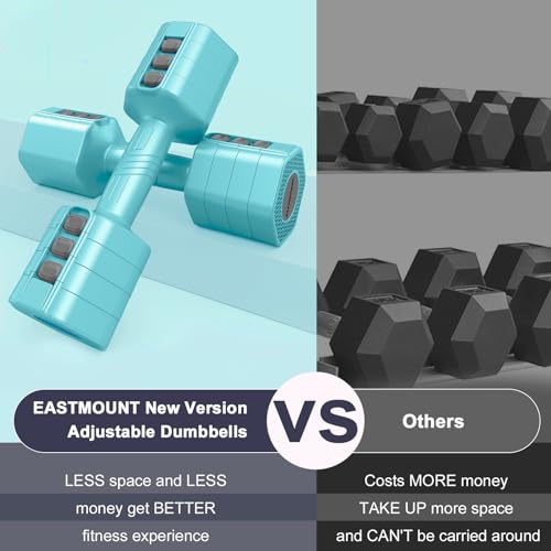 EAST MOUNT Weights Dumbbells Set of 2,Adjustable Dumbells for Women,4 in 1 Free Weights Each 2lb 3lb 4lb 5lb Hand Weights for Home Gym Exercise Training (Blue)