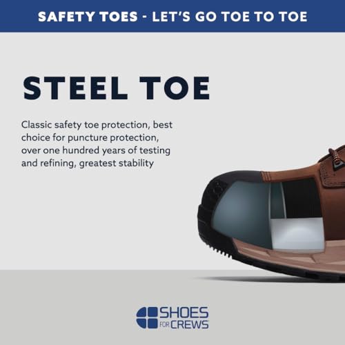 Shoes for Crews Voyager II, Men's, Women's, Unisex Steel Toe (ST) Work Boots, Slip Resistant, Water Resistant, Black, Men's 7.5 / Women's 9 Wide