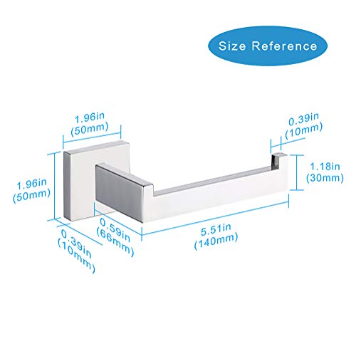 TASTOS Toilet Paper Holder Brushed Nickel 2 Pack, Toilet Tissue Roll Holders Dispenser and Hangers Wall Mounted for Bathroom & Kitchen, Stainless Steel Modern Square Style (Silver)