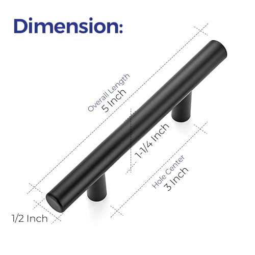 Ravinte 50 Pack | 5 Inch Cabinet Pulls Grey Stainless Steel Kitchen Drawer Pulls Cabinet Handles 5 InchLength, 3 Inch Hole Center