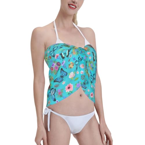 Wizfuyq Black and White Cow Pattern Sarong Beach Wrap Chiffon Swimsuit Cover Ups Bikini Wrap Bathing Suit Beach Dress for Women (One Size)