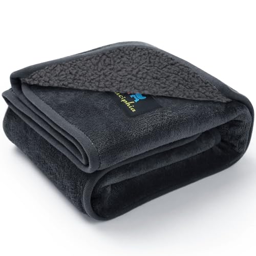 Luciphia Waterproof Blanket for Large Dogs Liquid Proof Furniture Protector Washable Pet Reversible Bed Cover for Couch Soft Sherpa Fleece Cat Blanket Light Grey Small(40" x 28")