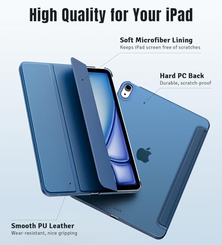 TiMOVO for iPad Air 11 Inch Case M2 2024, iPad Air 5th Generation Case 2022/iPad Air 4th Gen Case 2020 10.9 Inch, Slim Hard PC Translucent Back Shell Smart Cover Fit iPad Air Case, Abyss Blue