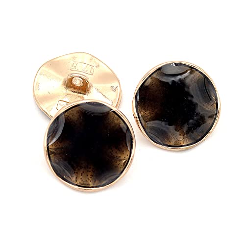 5 Pieces Fashion Metal Buttons Round Decorative Button for Clothing Fabric(Dark Brown,18mm)
