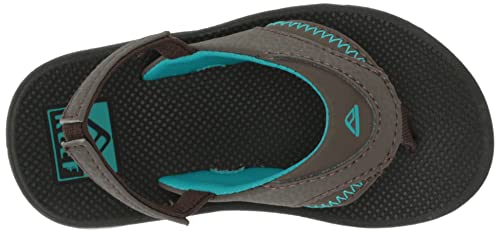 Reef Boy's Little Fanning Sandal, Lime/Navy, 11 Kid