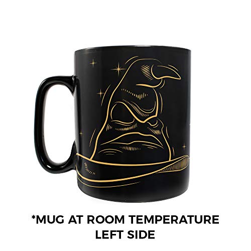 Morphing Mugs Harry Potter – Celestial Hogwarts Houses – Gryffindor – Sorting Hat – 16 oz Large Ceramic Heat Sensitive Clue Mug – Full image revealed when HOT liquid is added
