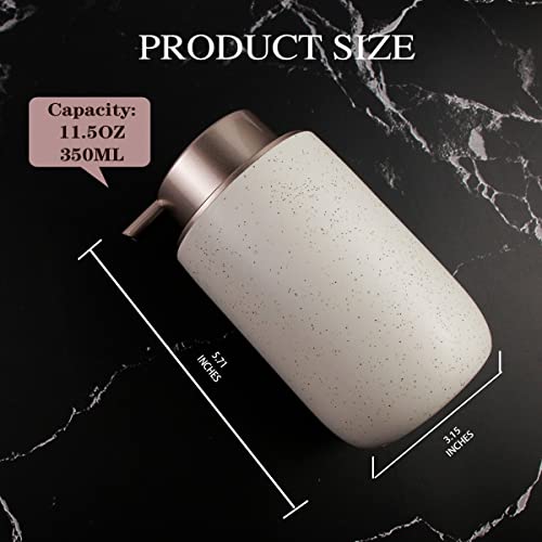 GIRLUFO 2pcs Foaming Soap Dispenser Set,Foaming Hand Soap Dispenser for Countertop,12oz Bathroom Soap Dispenser Set with Foam Soap Pump,Luxury Kitchen Soap Dispenser for Dish Soap(Silver&Ceramic)