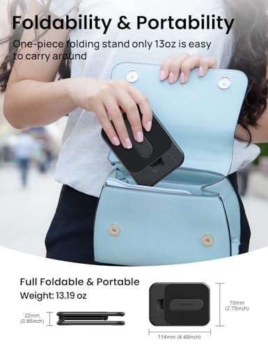 OMOTON Foldable Tablet Stand for iPad, Portable Monitor Stand, Desktop Dock Holder Compatible with iPad Pro/Air/Mini/Samsung Galaxy Tab/Phones (Up to 12.9 inches), Black