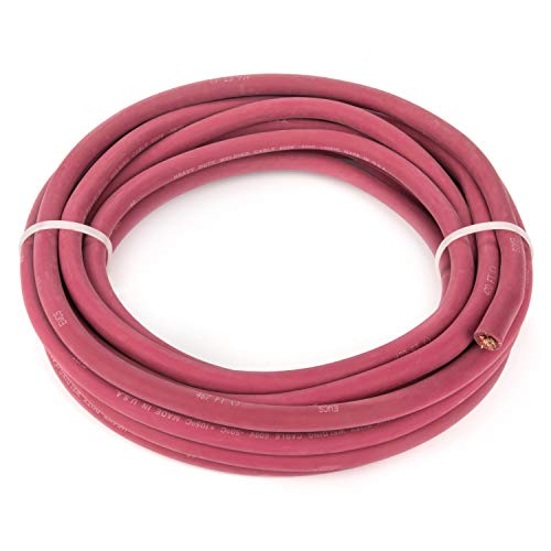 EWCS 2 Gauge Premium Extra Flexible Welding Cable 600 Volt - Red - 15 Feet - Made in The USA