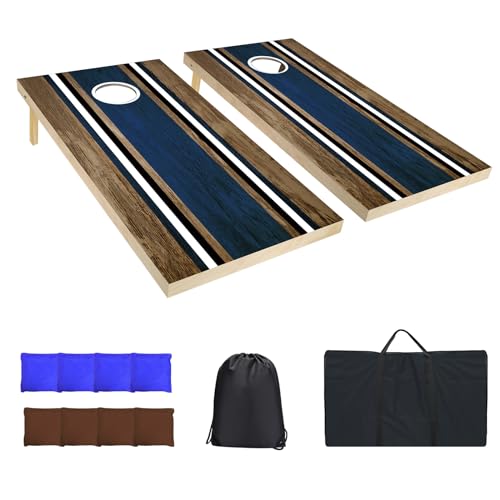 Cornhole Boards Set - Regulation Size 4x2/3x2ft Solid Wood Corn Hole Game Set with 8 Bean Bags and 2 Cornhole Boards - Perfect for Outdoor Game (3'x 2' Corn Hole Sets)
