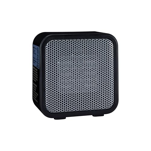 Amazon Basics 500-Watt Ceramic Small Indoor Space Heater, Personal Mini - 3.4 x 5.8 x 6 Inch, Black