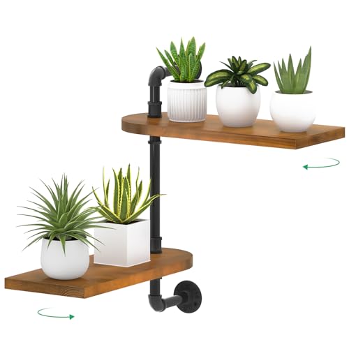 Window Rotating Plant Shelf - 2-Tier Wooden Indoor Plant Stand, 16 inches for Optimal Light Exposure, Wooden Window Shelf for Small Spaces - Ideal for Growing Herbs, Flower Pot Organizer and Storage