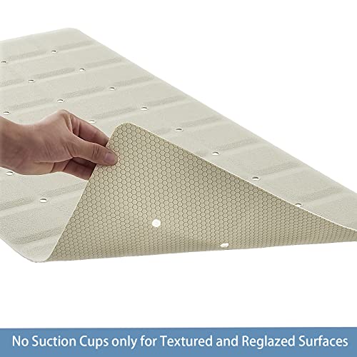 Webos Foldable Silicone Bathtub Mat: Jumbo Size Heavy Duty Safety Bath Mat for Tub without Suction Cups Non Slip Bath & Shower Mat for Textured, Reglazed, Refinished Tub (Beige, 35.8 x 17.7)