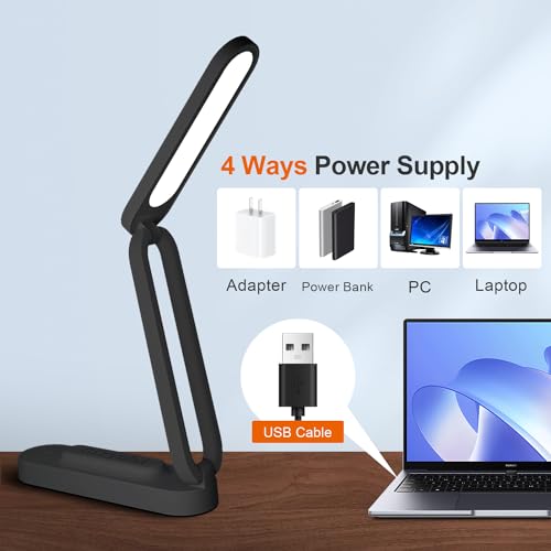 Giryuhd LED Desk Lamp for Office Home & Battery Operated Lamp Rechargeable Lamp Foldable & Portable Light, LED Desk Light Strip, 3 Brightness Dimmable Small Desk Lamp Wireless Reading Lamp(2PACK)