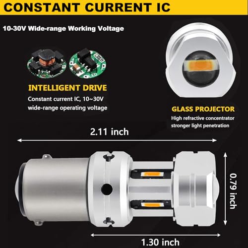 Atokrtact 1156 LED Reverse Bulbs Super Bright BA15S 3497 7506 1141 LED Replacement with Projector for Car Truck RV Back Up Lights, 6000K Xenon White 3600 Lumens P21W (White)