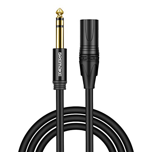 DREMAKE 3 Foot TRS Stereo 6.35mm 1/4 Inch to XLR Balanced Mic Cable Male to Male Audio Patch Cord for Speakers, Amplifier